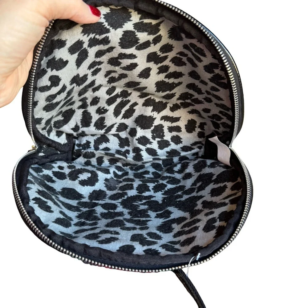 Betsey Johnson Sequin Rose Black Floral Cosmetic Bag - Set of 2